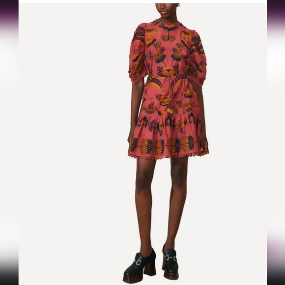 NWT Farm Rio Living Bloom Blush Short Sleeve Mini Dress - Picture 2 of 16